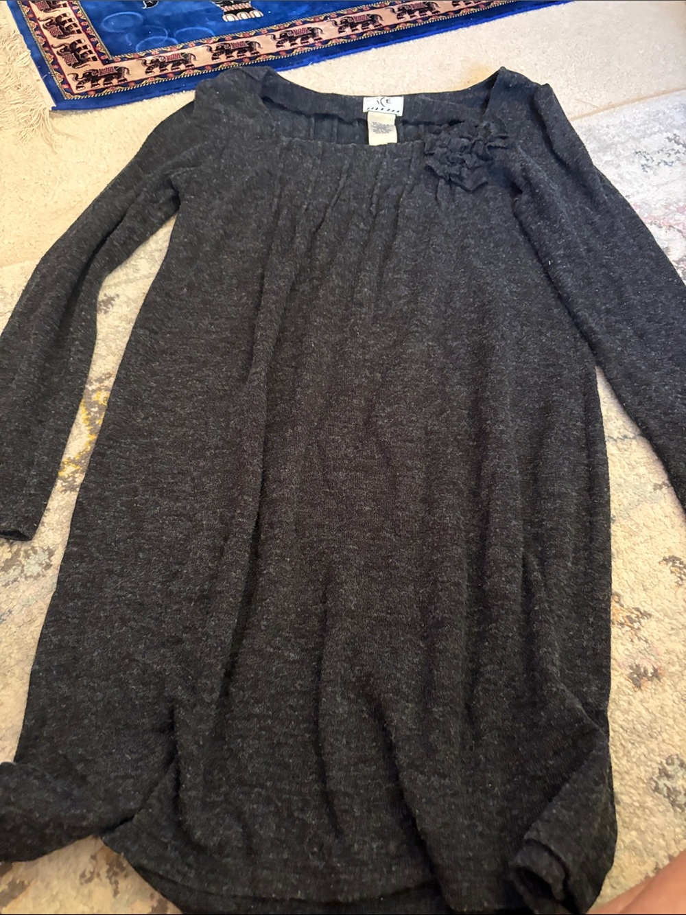 Ice Charcoal Gray Scoop Neck Women's Sweater